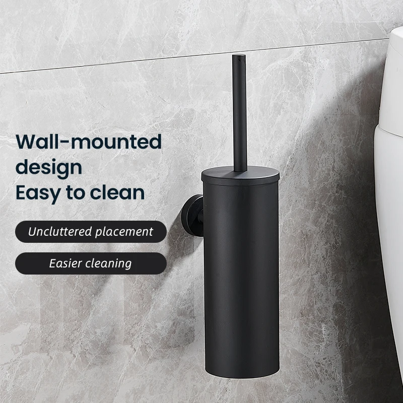 Toilet Brush Holder Gold 304 Stainless Steel Black Bathroom Toilet Scrub Cleaning Brush Holder Set With brush Bathroom Accessory