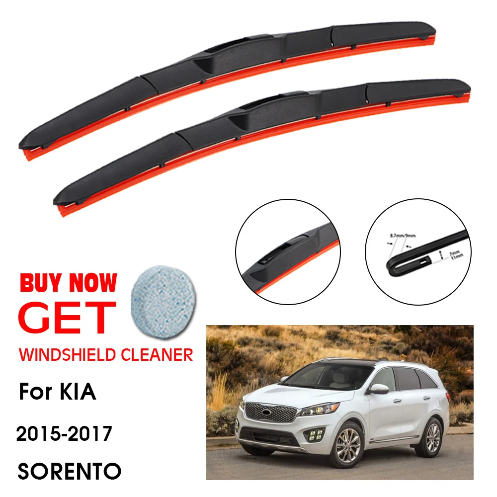 

Car Wiper For KIA SORENTO 26"+16" 2015-2017 Front Window Washer Windscreen Windshield Silica Gel Wiper Blades Accessorie