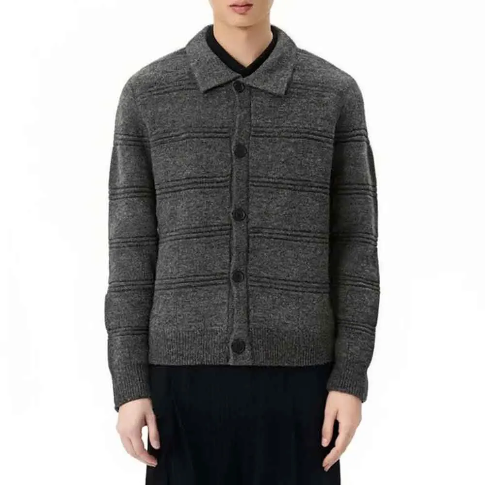 Autumn Men's Long-Sleeve Knitted Cardigan Jacket American Retro Fashion Trendy Casual High Street Loose Niche Men's Top 2025