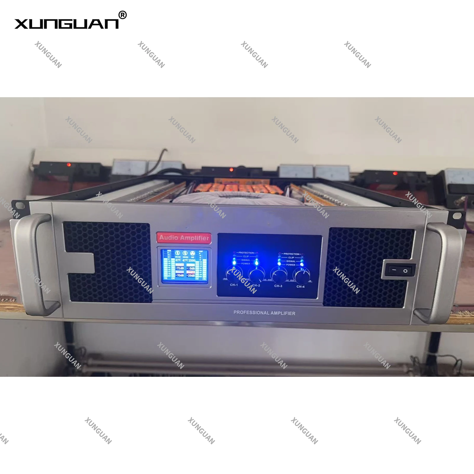 MT-8000 with Display New Design 4 Channel Power Amplifier 3U 4CH*1500W 104ic 32cap Pro Audio Amplifier for KTV/Performance/Show