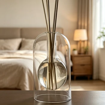 1pc Elegant Flameless Glass AromaRelax Diffuser Bottle - Portable Design for Home & Car, Ideal Essential Oil Vase & Decor Gift