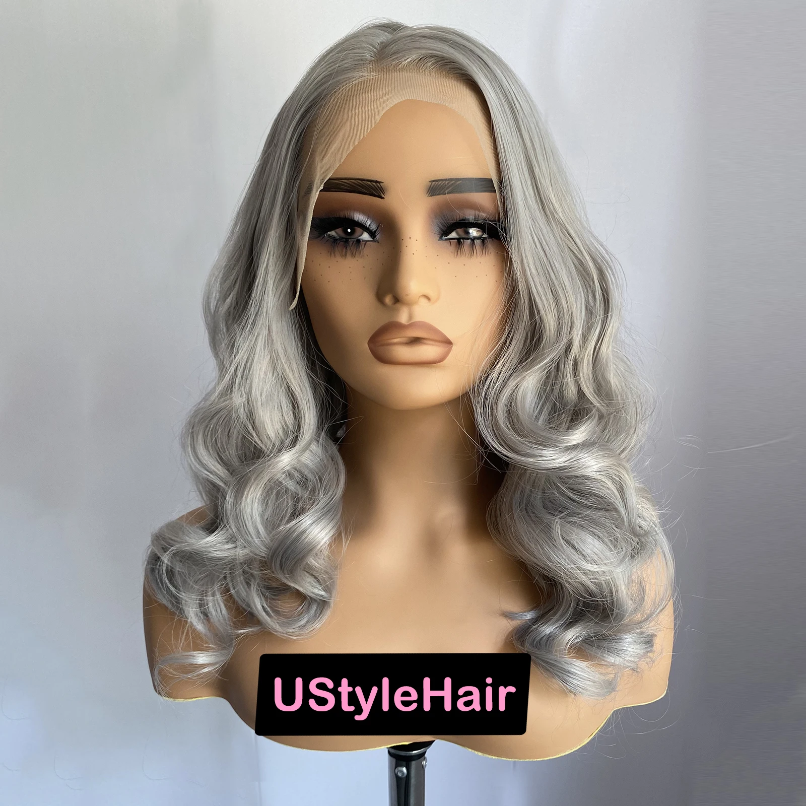 60# Platinum Blonde Short Wave Wig 13x4 Bob Lace Front Wig Glueless Synthetic Frontal Lace Wigs for Black Women Daily Wear image 3