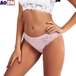 Transparent Lace edge Lady Underpants Solid color stripes Women Underwear Temptation Hollow Out panty Breathable Female Knickers