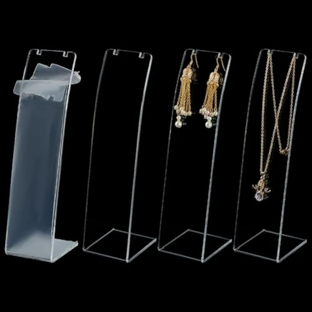 

4 шт. L-образная акриловая подставка для ожерелья, органайзер, длинная цепочка, подвеска, стеллаж для хранения ювелирных изделий для розничного демонстрационного маркетинга