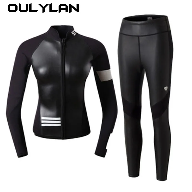 

Oulylan Diving Suit 2MM Women Wetsuit Split Long Sleeved Top Kitesurf Surf Surfing Spearfishing Jacket Pants Clothes Wet Suit