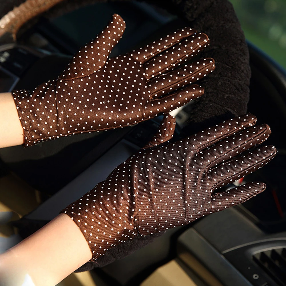 

Thin Etiquette Elastic Spandex Summer Anti-UV Women Gloves Sunscreen Dots Gloves Driving Gloves