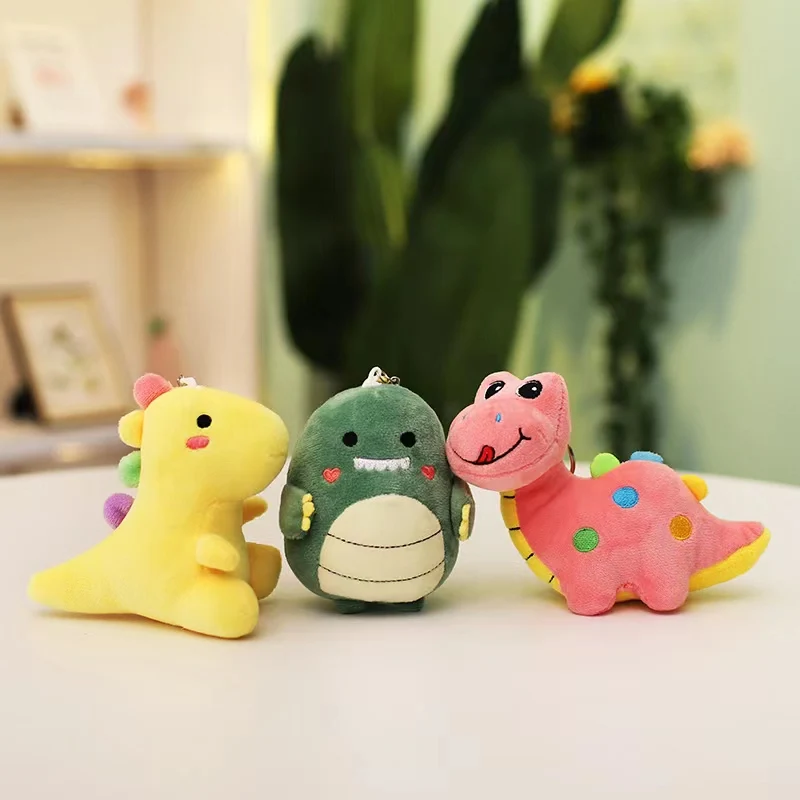 12cm Cute Dinosaur Plush Doll Toys Pendant  Bag Accessories Keychain Pendant Bag Car Pendant Children\'s Gifts