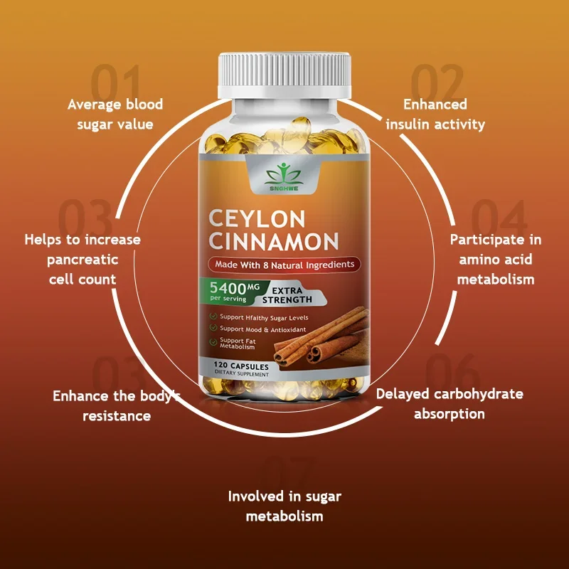 Natural Ceylon Cinnamon Capsules Nutritional Supplement - Joints, Bones, Anti-Inflammatory Support, Antioxidants Vegan