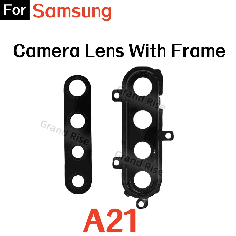 Lente de vidrio de cámara trasera para Samsung A14 A15 A16 A21 A21S, lente de vidrio con marco y adhesivo, pieza de repuesto 5
