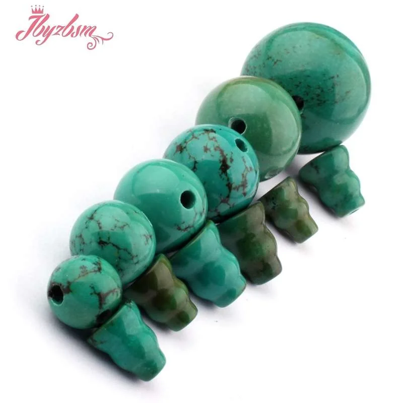 Natural Turquoise Round Pagoda Tibet Guru Spacer Stone Beads 1Set For DIY Bracelet Jewelry Making 8/10/12/14mm Free Shipping