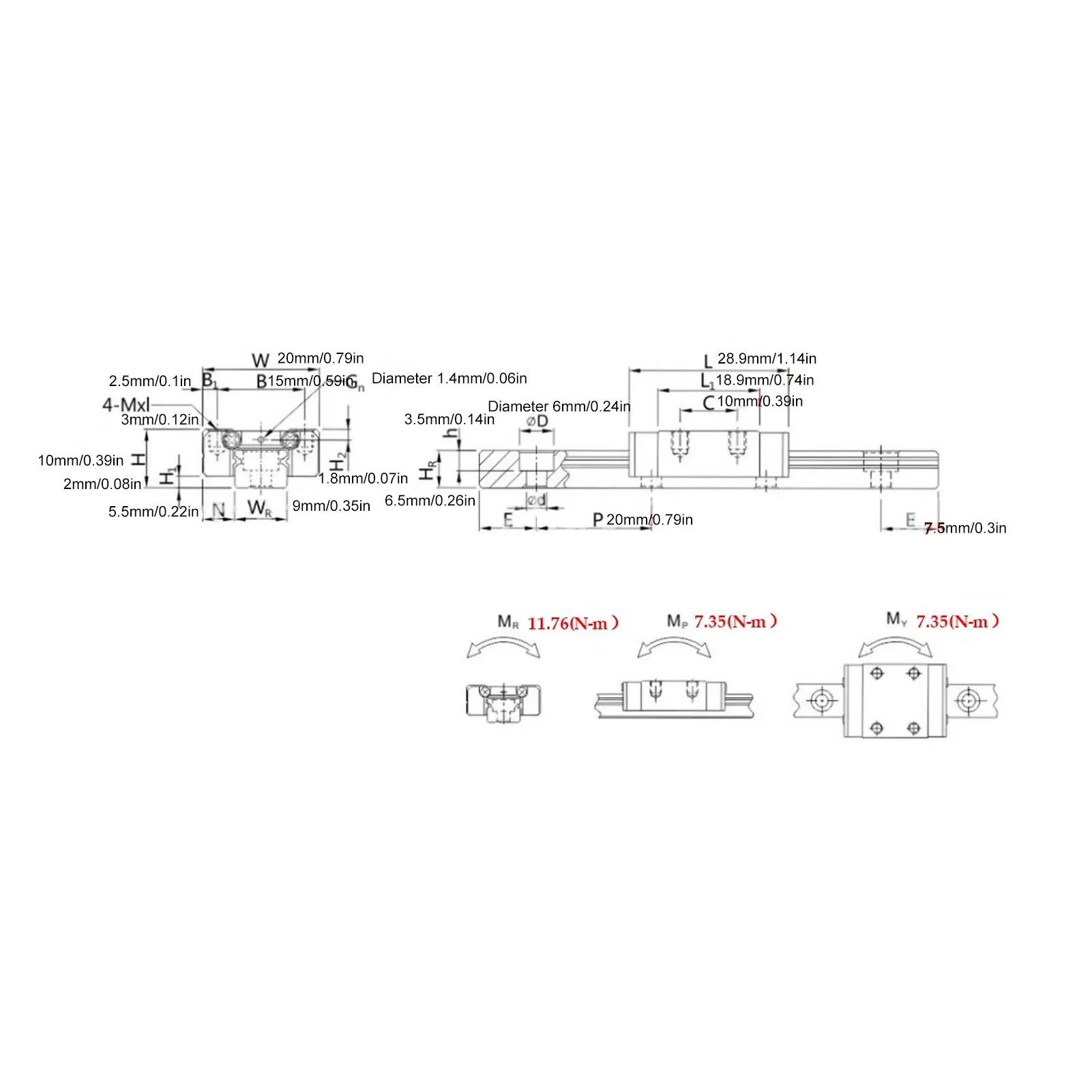 Trilho de guia linear, trilho de guia linear mgn9c guia deslizante de trilho linear em miniatura adequado para equipamentos miniaturizados