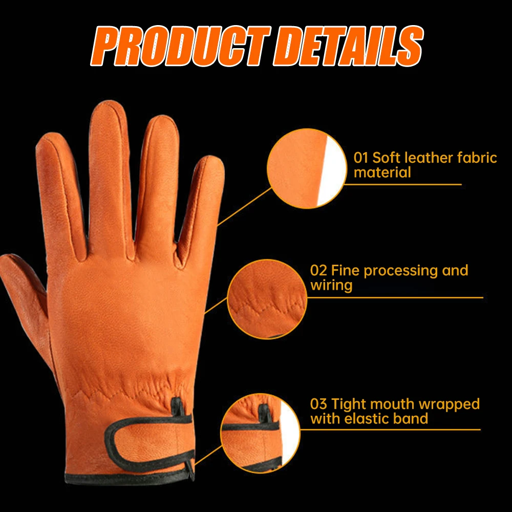 Leather Welding Gloves Sheepskin Leather Workers Welding Work Gloves Safety Protection Motorcycle Driver Wear-resistant Glove