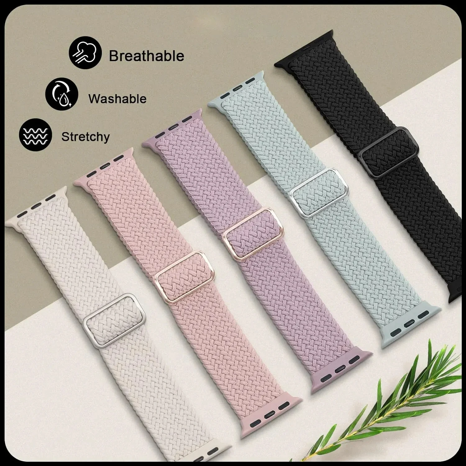 2 Packs for Apple Watch Bands 38mm 40mm 41mm 42mm 44mm 45mm 49mm, Nylon Stretch Band Fits for IWatch Series8/7/6/5/4/3/2/1/SE