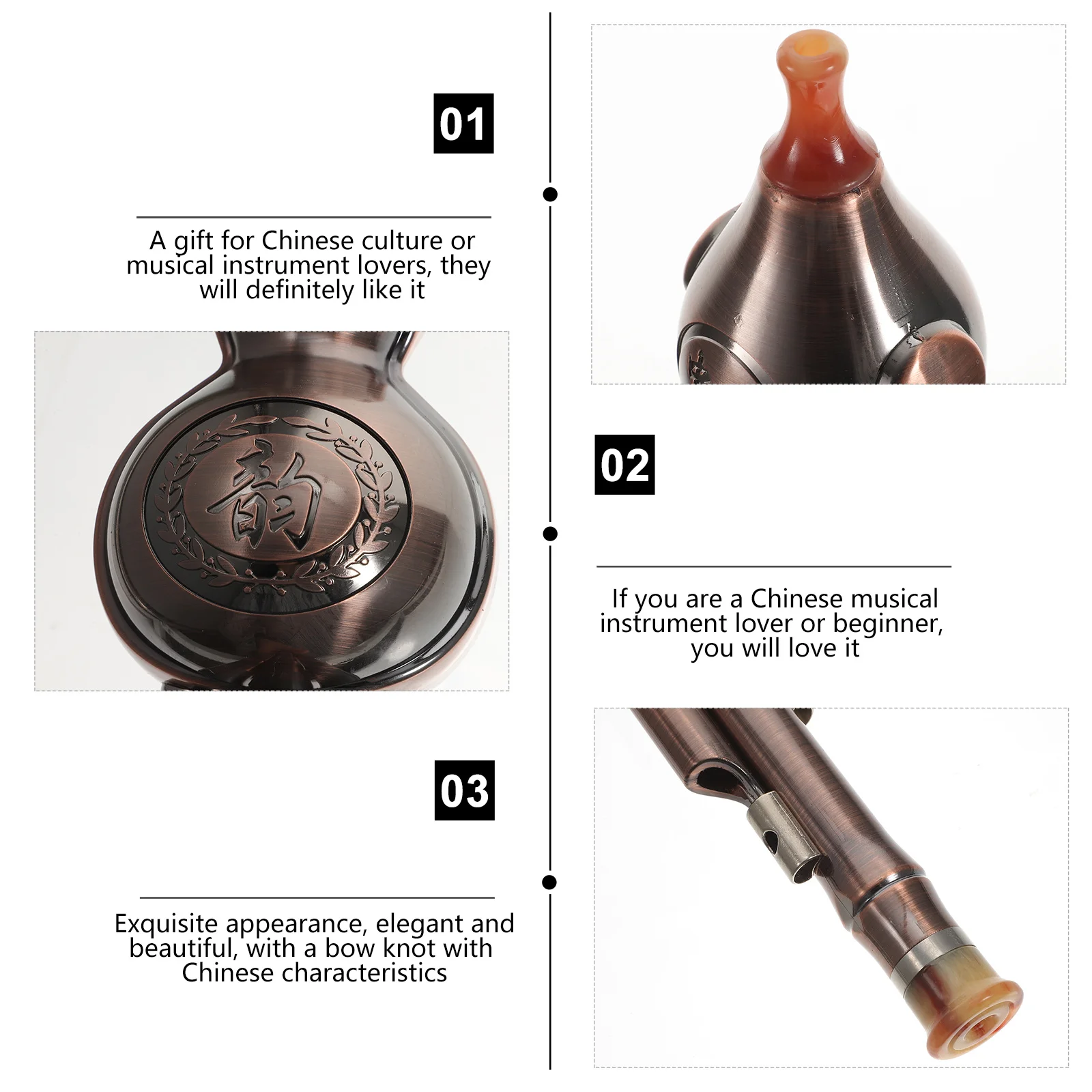 

1 set 1 Set 3-Tone Cucurbit Flute For Beginners Pp Material Chinese Traditional Instrument Pure Sound Practice Gourd Musical