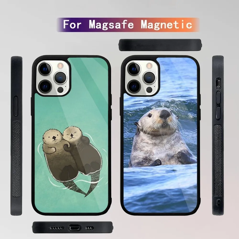 Cute Otter Lutra lutra  Phone Case For iPhone 15,14,13,12,11,Plus,Pro,Max Mini Magsafe Magnetic Wireless Charging