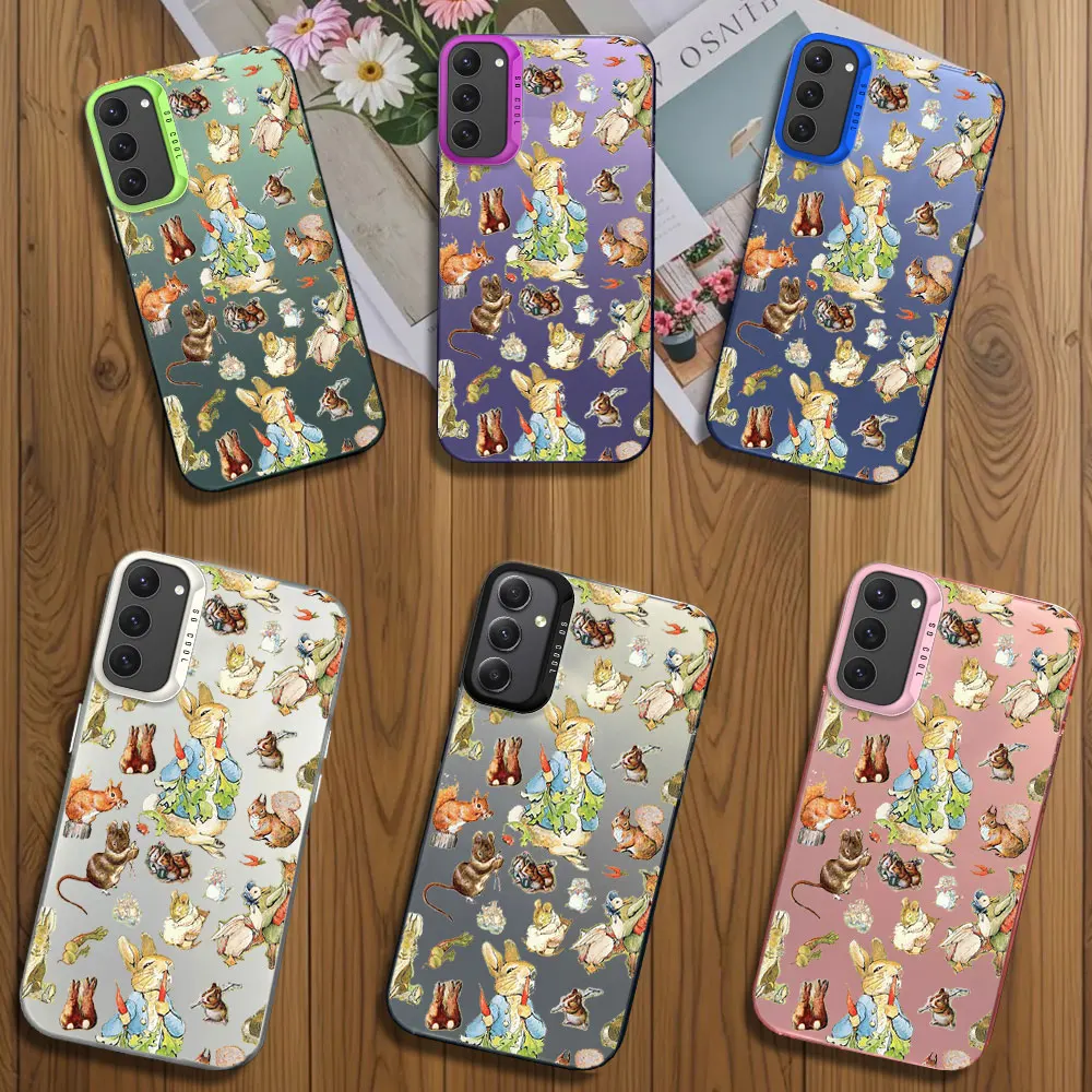 Cute P-peter rabbit Phone Case for iPhone 12 11 13 14 15 16 Max Pro Plus Laser Cover