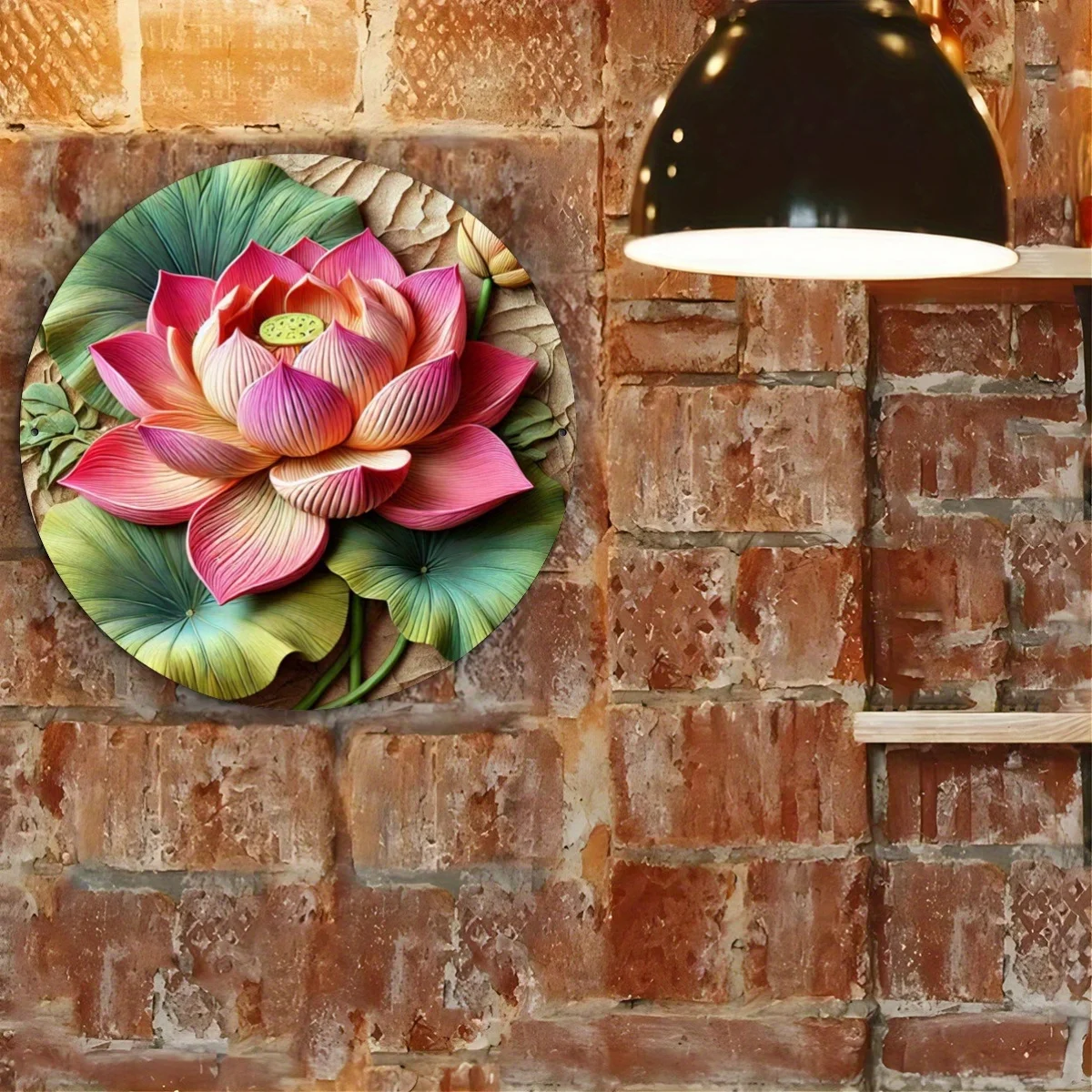 

Personalized 3D Lotus Design 8x8 Inch Round Aluminum Metal Sign - Waterproof Wall Art for Home, Bedroom, Office, Coffee Bar