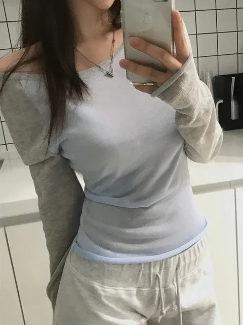 Slimming Effect Knitted Top Thin Breathable Color Block Design Air Conditioned Summer New Arrival Women's Fashionable Knitwear