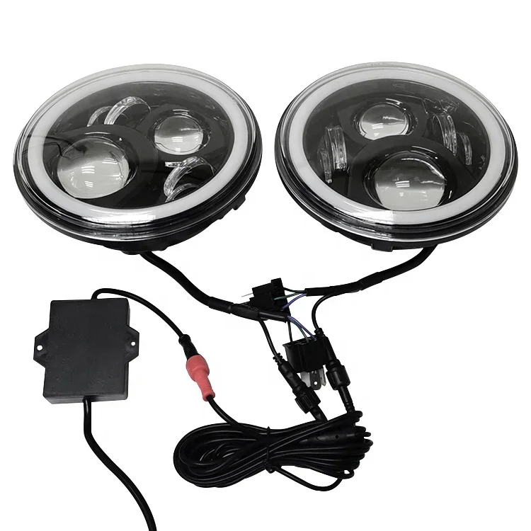 RGB Chasing 7 inch Round Lens Led Projector Headlight App Control DRL Remote  120W 7