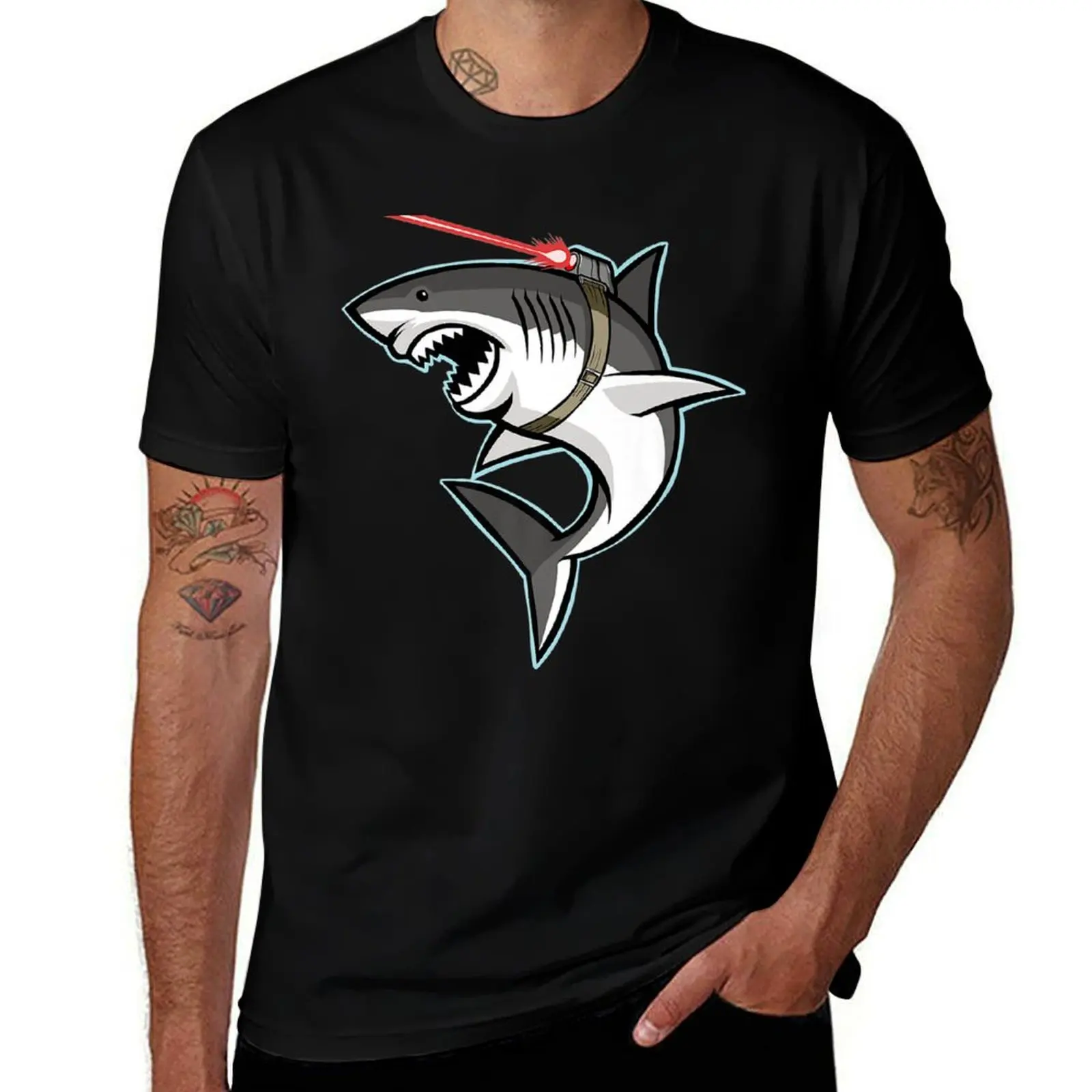 Shark With Laser Beam Graphic T-Shirt graphic t shirt vintage for a boy sweat t shirt for men