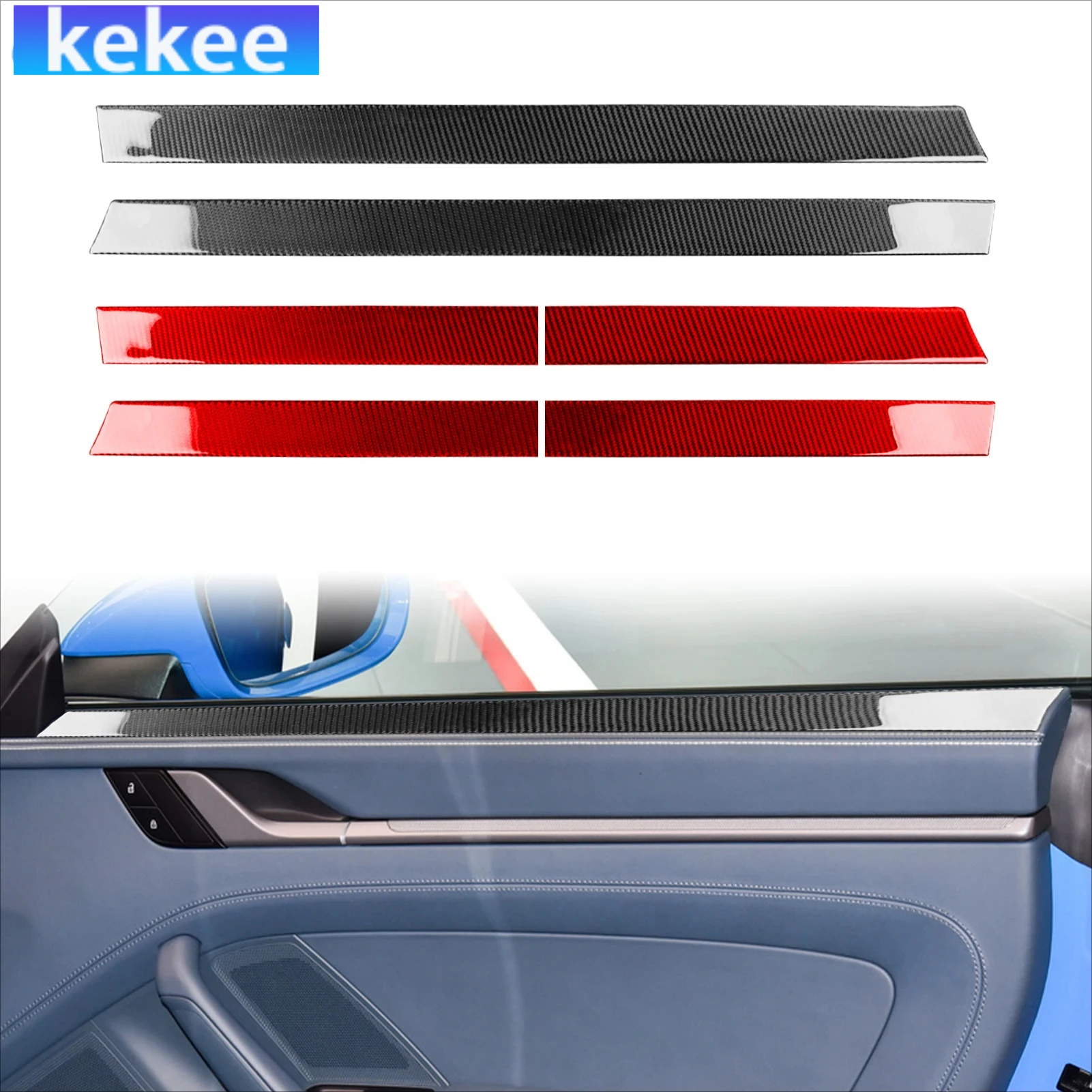 

For Porsche 992 911 2019-2024 Carbon Fiber Window Door Handle Armrest Panel Interior Car Accessories Soft Cover Tuning Stickers