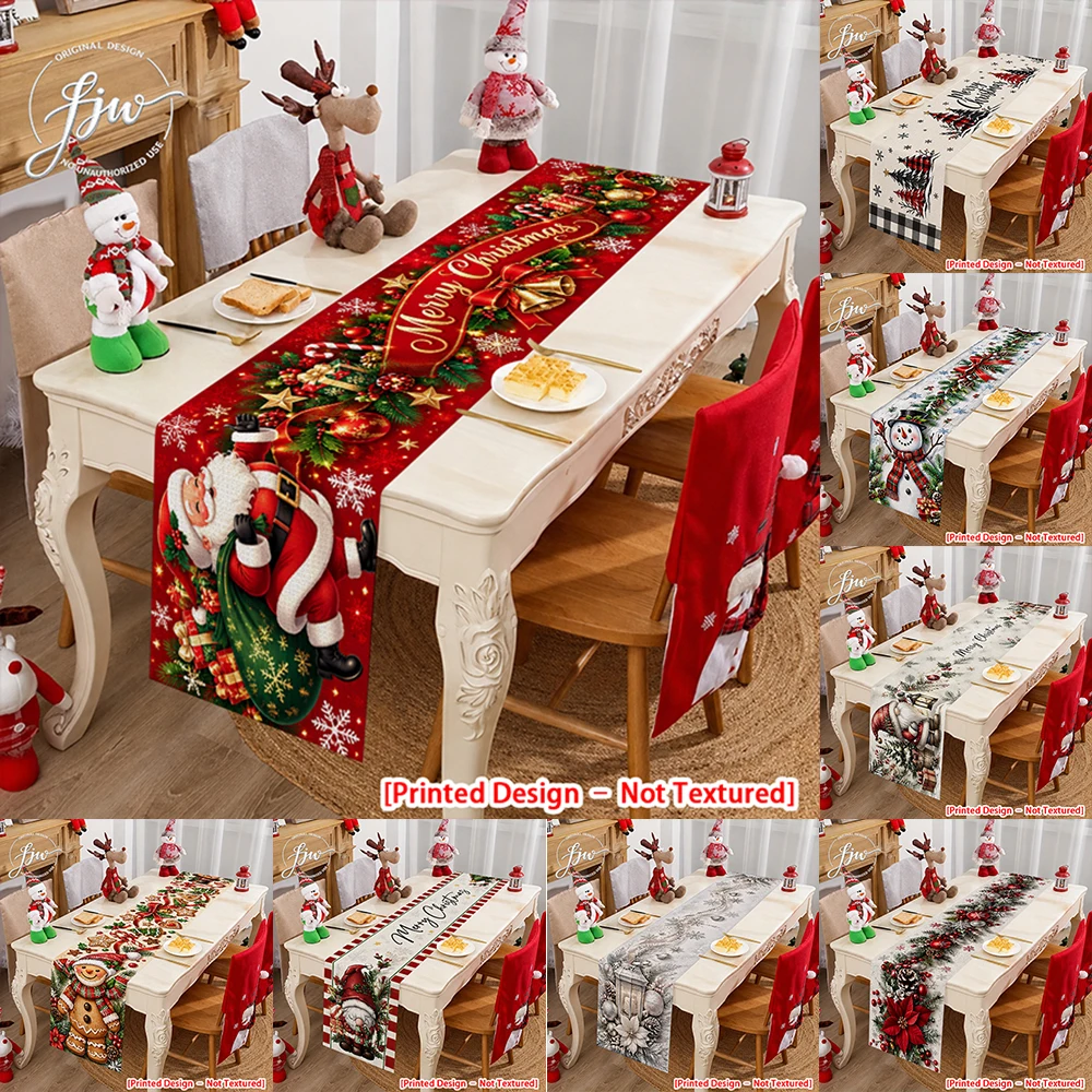 1pc Christmas Table Runner Xmas Themed Holiday Dining Table Decor for Home Party