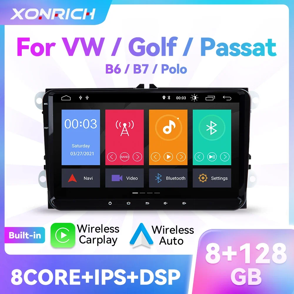 Wireless Carplay Android 12 Car Multimedia Player For Volksagen VW Passat B6 Golf 56 Jetta Skoda Octavia 2 Seat LeonAmarok Polo