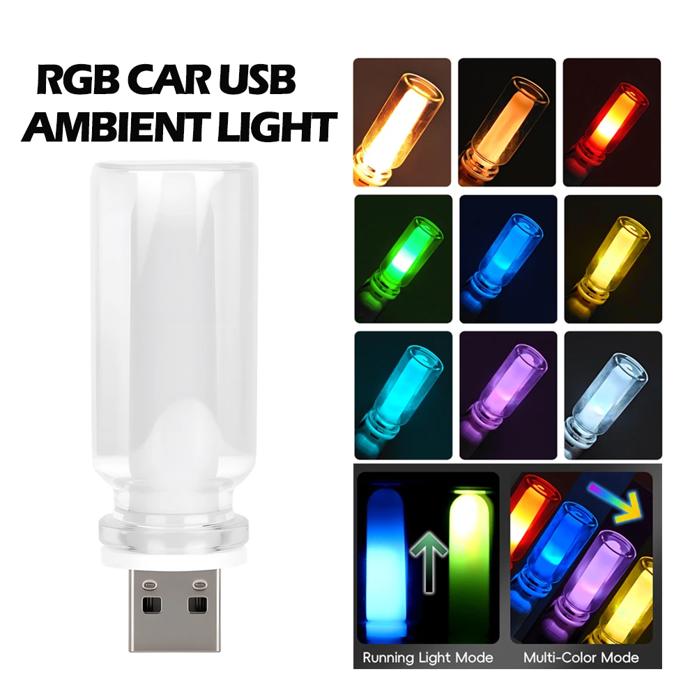 

USB LED Candle Type Night Light Clear Glass Flickering Dynamic Flame Light Touch Control Mood Lighting for Car Home Lamp