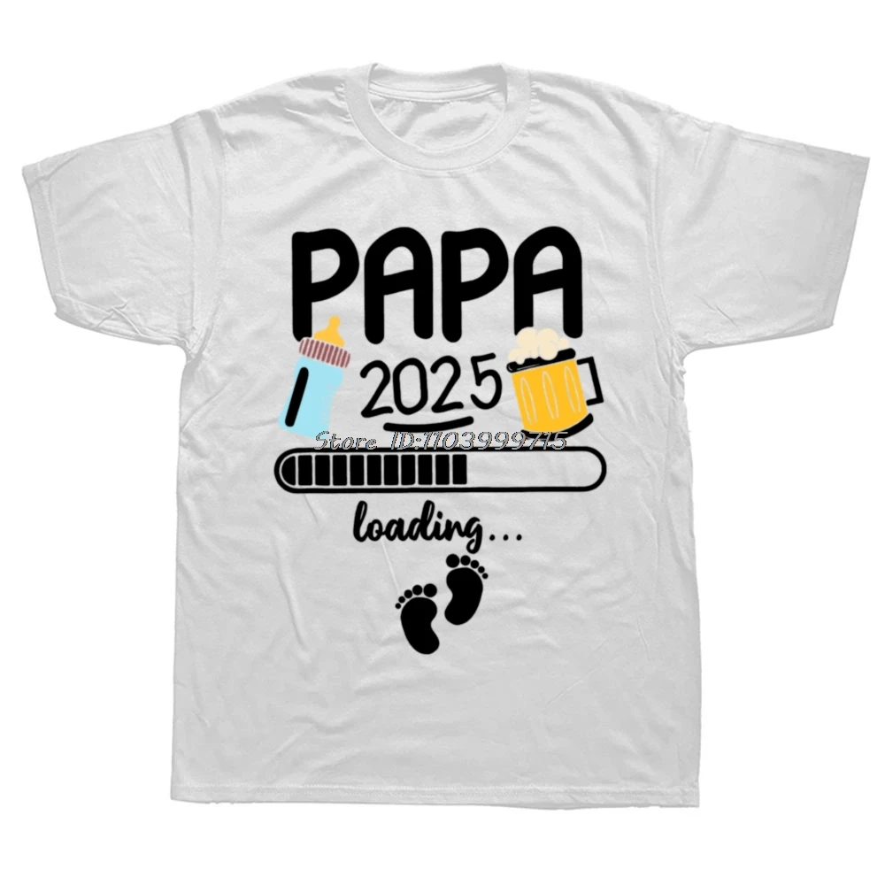 Papa 2025 T-Shirt Future Dad And Mom French Texts Beer Lovers Father's Day Gift Men Clothing Cotton Tshirt Summer Casual T Shirt