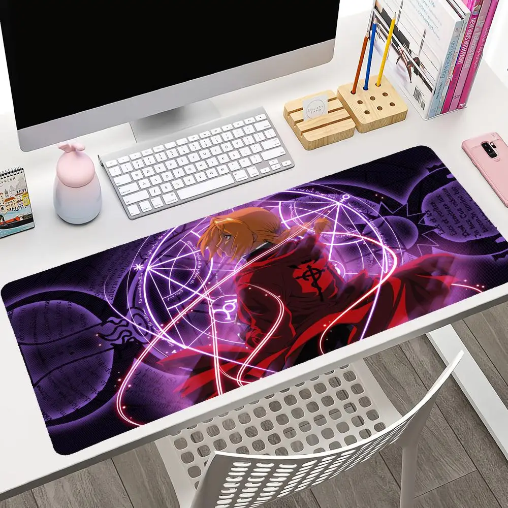 Anime fullmetal alchemist mousepad grande gaming mouse pad lockedge engrossado teclado de computador mesa tapete