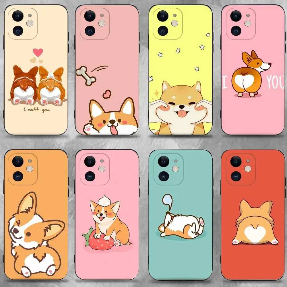 

Corgi Pet Cute Dog Cartoon Phone Case For iPhone 16,15,14,13,12,11 Plus,Pro Max,XS,X,XR,SE,Mini,8,7,Soft Silicone Black Cover