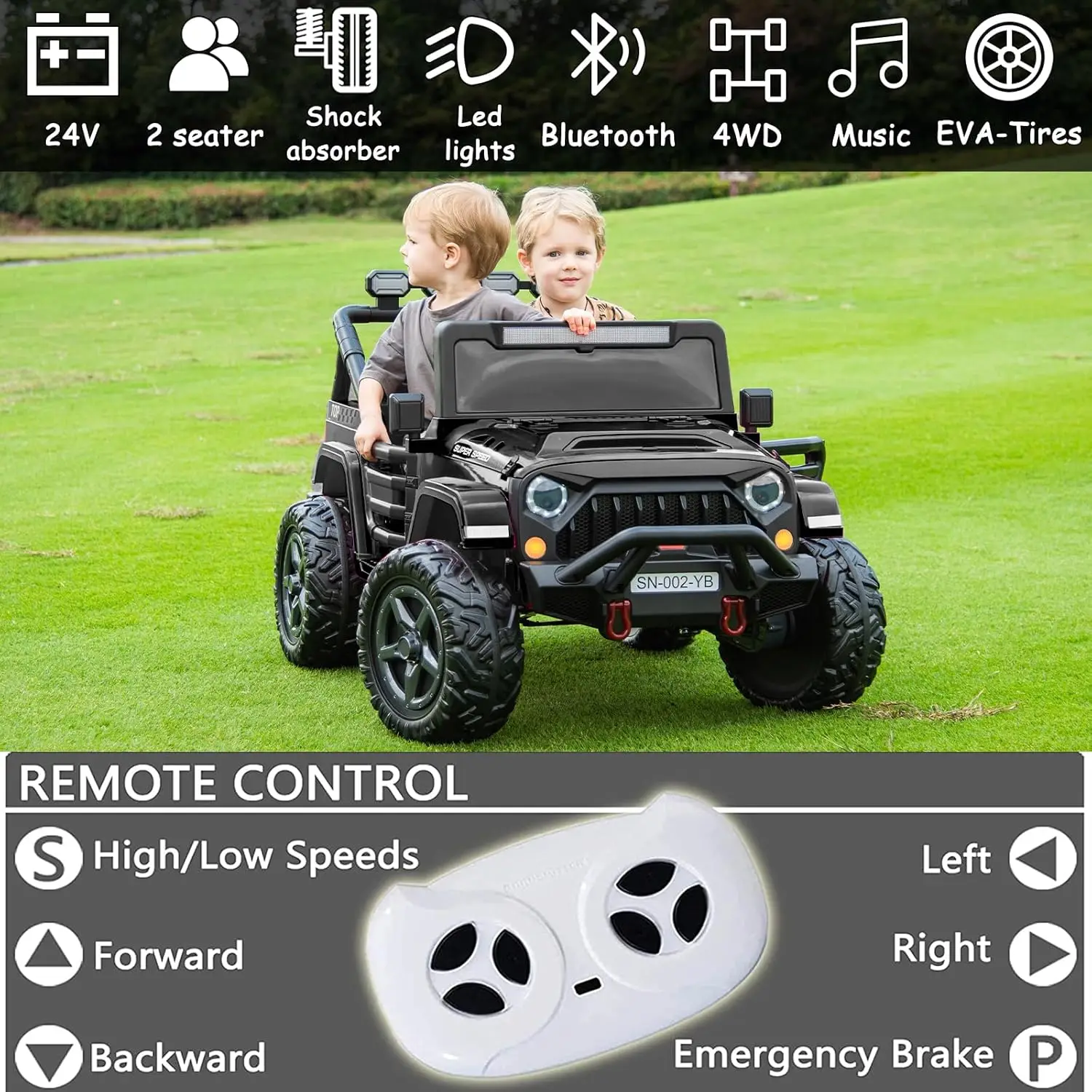 2-miejscowy samochód elektryczny 24 V dla dużych dzieci zasilany akumulatorem dla dzieci 4x4 samochód do jazdy na samochodzie z pilotem zdalnego sterowania jazda na ciężarówce w