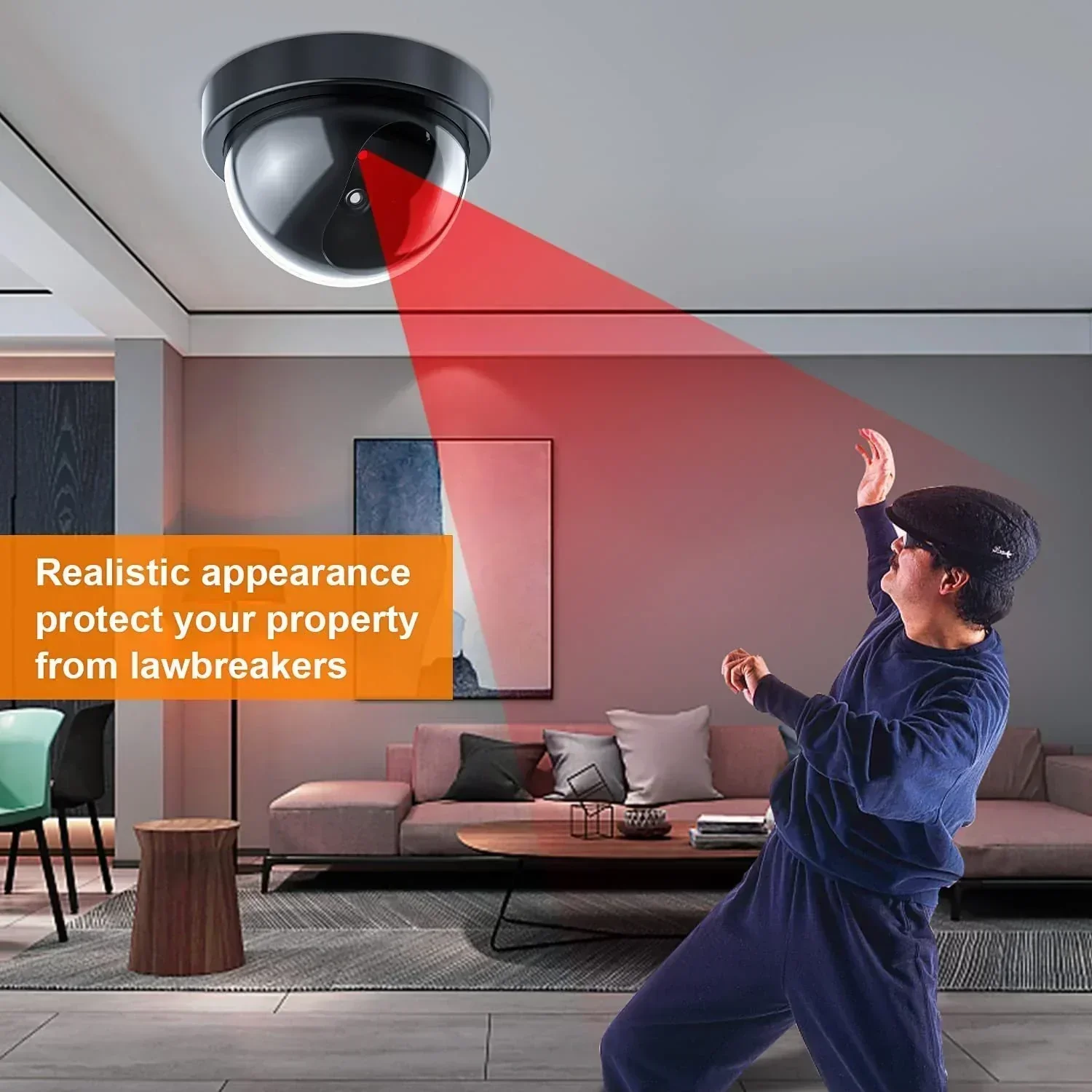 Dummy Fake Security CCTV Camera Simulation Monitor Surveillance with LED Flashing Light Home Business Office Outdoor Indoor Use