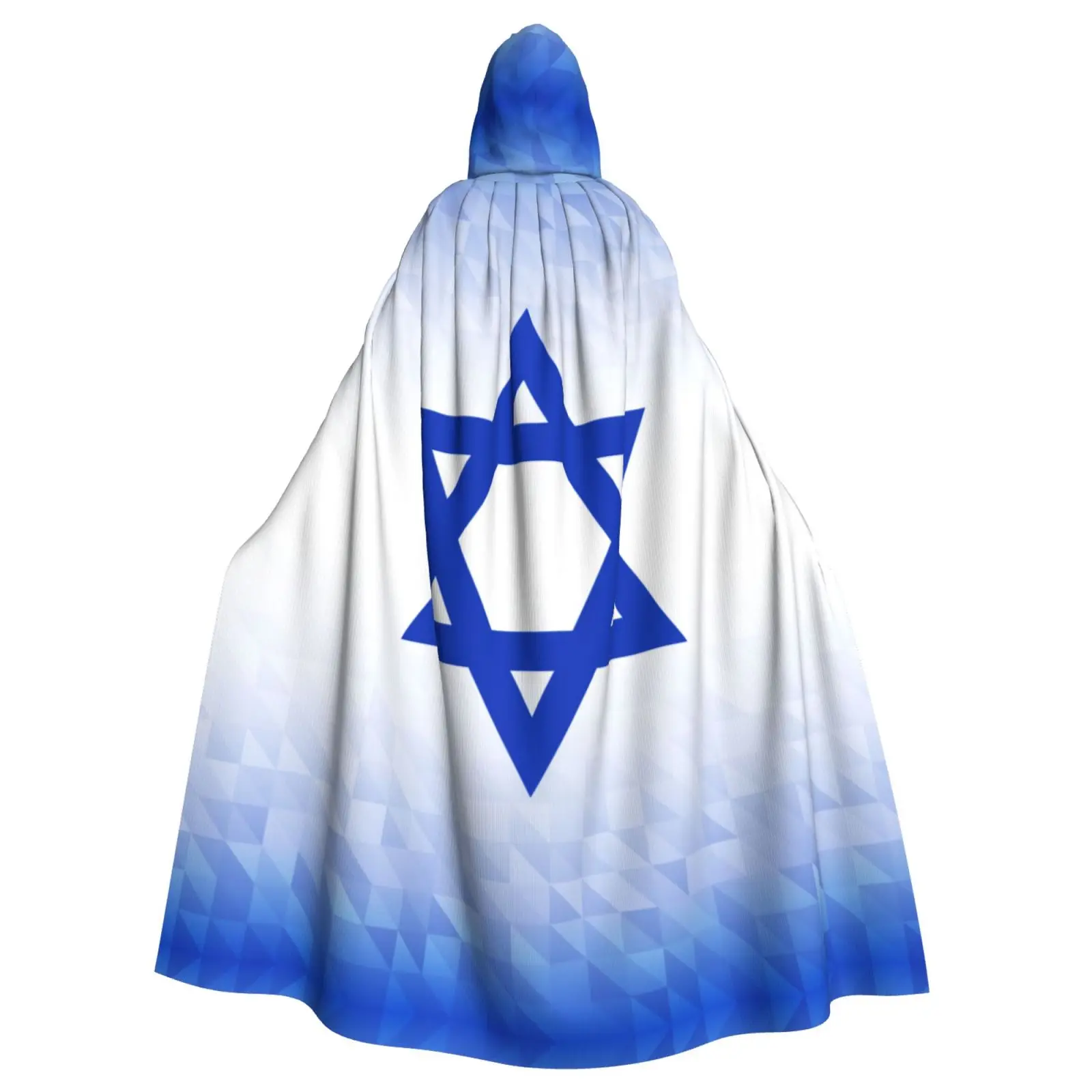 Poliéster unisex capa com capuz, capa bruxa, acessório do traje do vampiro, bandeira de Israel