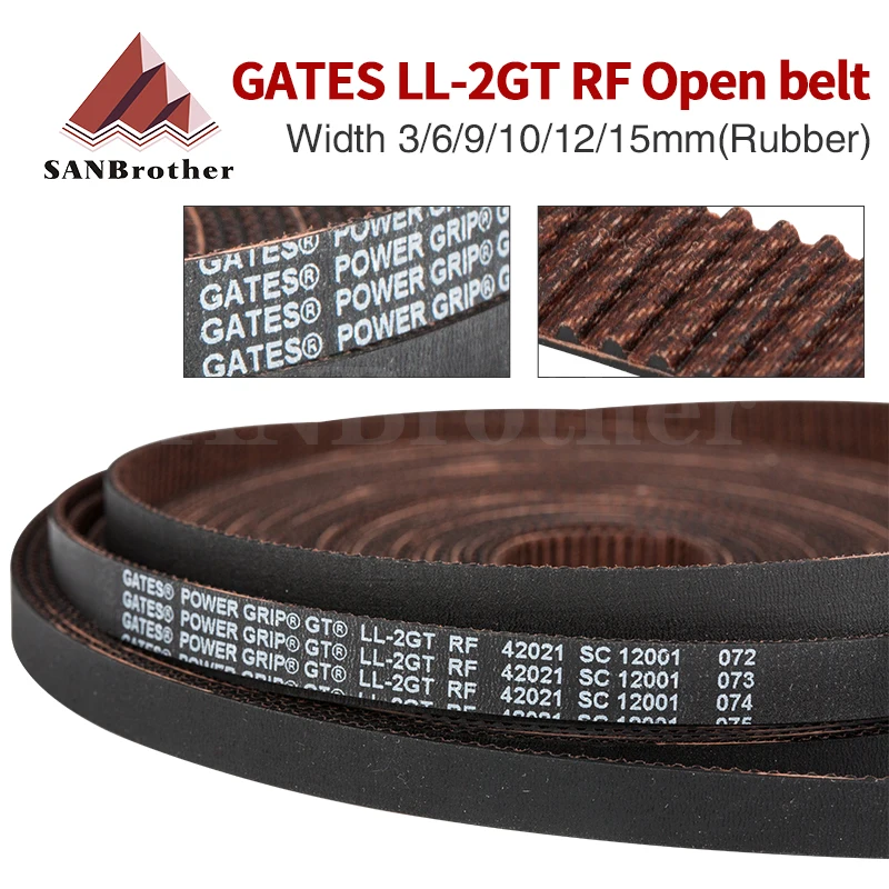 GATES GT LL-2GT RF 2GT 2MGT Open Synchronous Timing belt width 3/6/9/10/12/15mm Rubber Low dust low vibration VORON 3D printer