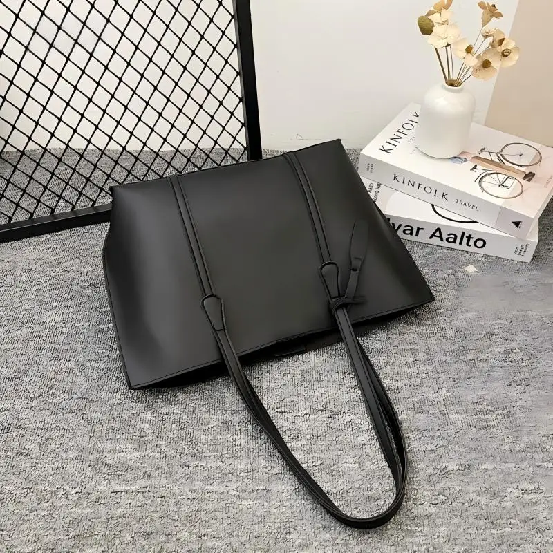 Homefish Large Capacity Women's Bag, New Soft Leather Tote Bag, Casual and Versatile Single Shoulder Bag for Korea Style Handbag image 3