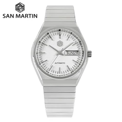 San Martin 37mm Automatic Watch For Men Waterproof Watches Mechanical Wristwatch Day Date Display ST2100 Luxury мужские SN0102