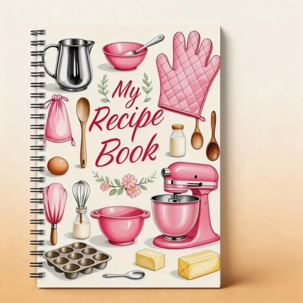 Spiral Recipe Notebook Blank Cookbook | Personal Logbook for Recording Homemade Recipes