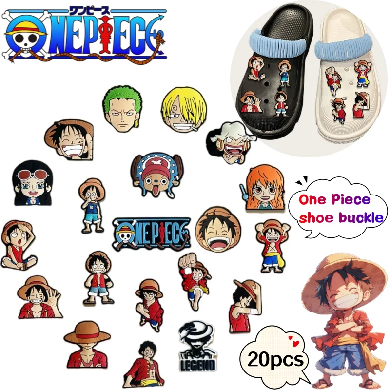 

One Piece Luffy Roronoa Zoro Shoe Buckle Creative High Face Value Character Shape Removable Shoe Flower Sandal Decoration 20pcs