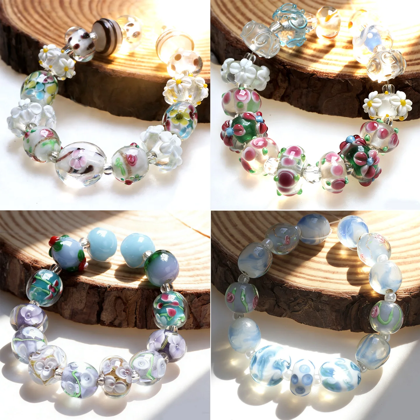 Sky Blue Crystal 1set !Handmad Romantic Lampwork Glass Loose Beads For Charm DIY Bracelets/Necklace Jewelry Making Accessories!