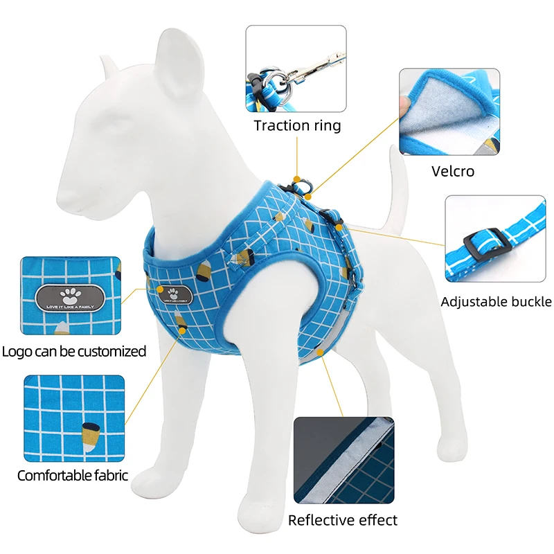 Summer Pet Dog Vest Harness and Leash Sets Reflective Mesh Harnesses for Small Dogs Pomeranian Corgi Yorkshire Puppy arnes perro
