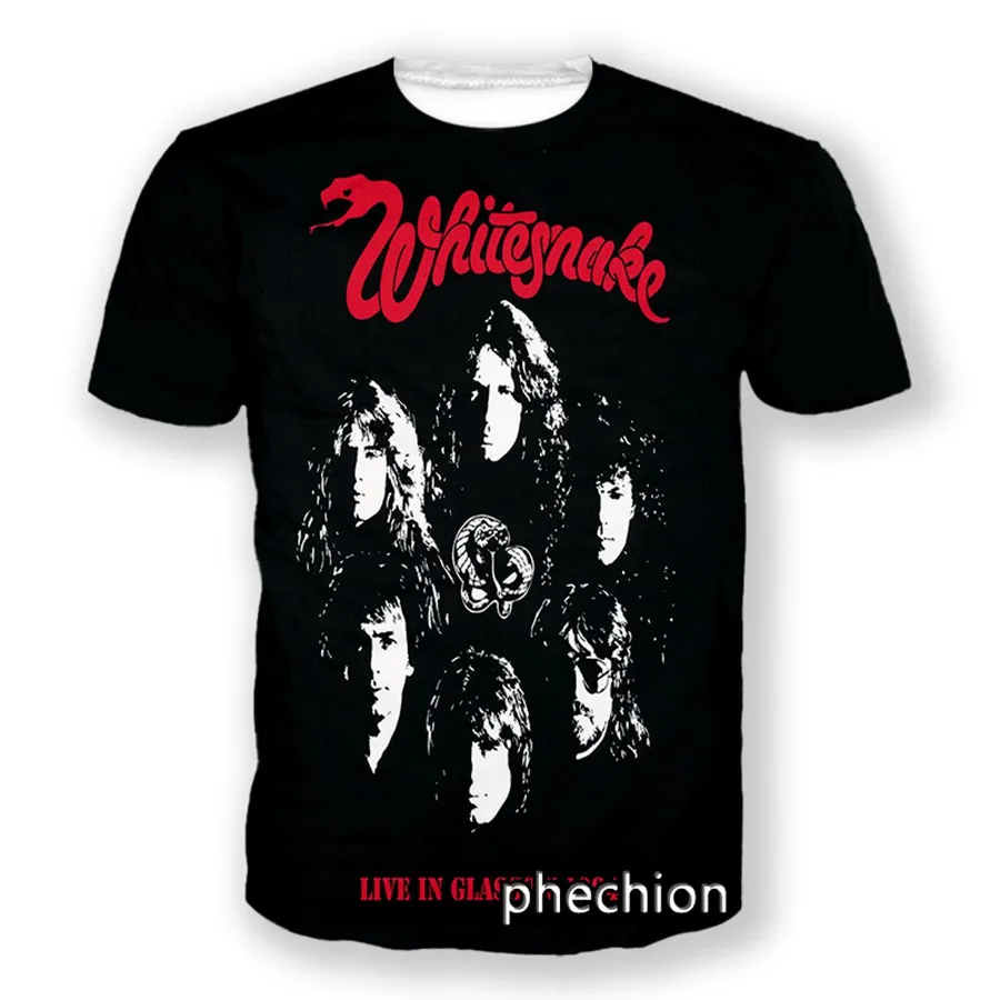 phechion Whitesnake Band 3D Print Men T Shirt Hip Hop Women Tshirt Unisex Clothing Tops Suppliers for Drop Shipper A48