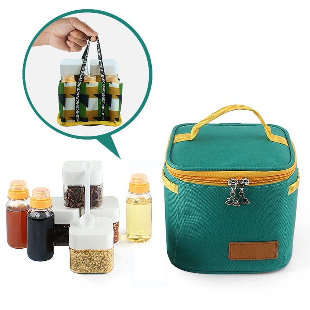 

Portable Camping Spice Jar Set 4 Solid 3 Liquid Bottles Storage Bags Barbecue Seasoning Jar Kit Favoring Tanks Taste Suit Green