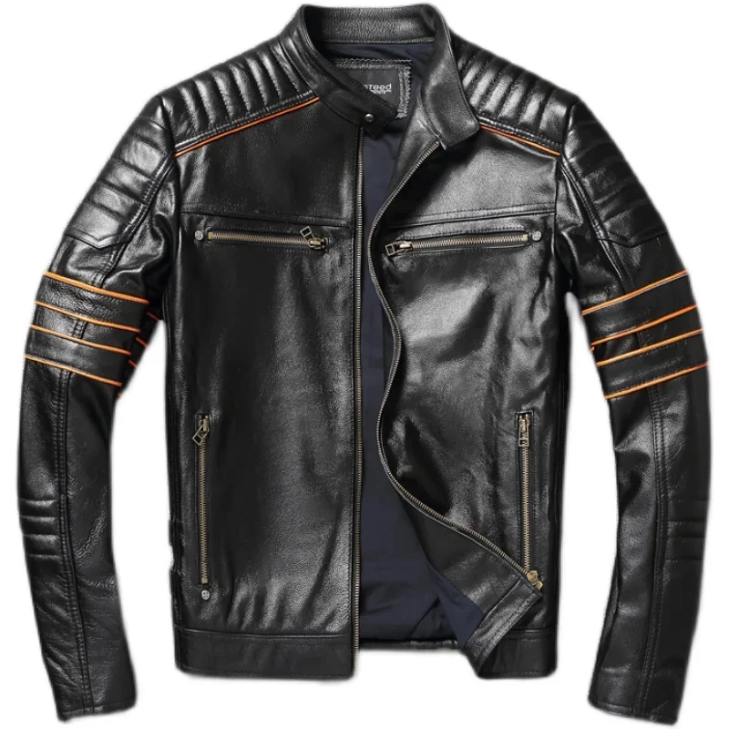 Jacket Genuine 2024 Autumn Winter Cowhide Male Short Motorcycle Leather Jackets for Men Casual Coats Chaquetas Lq493