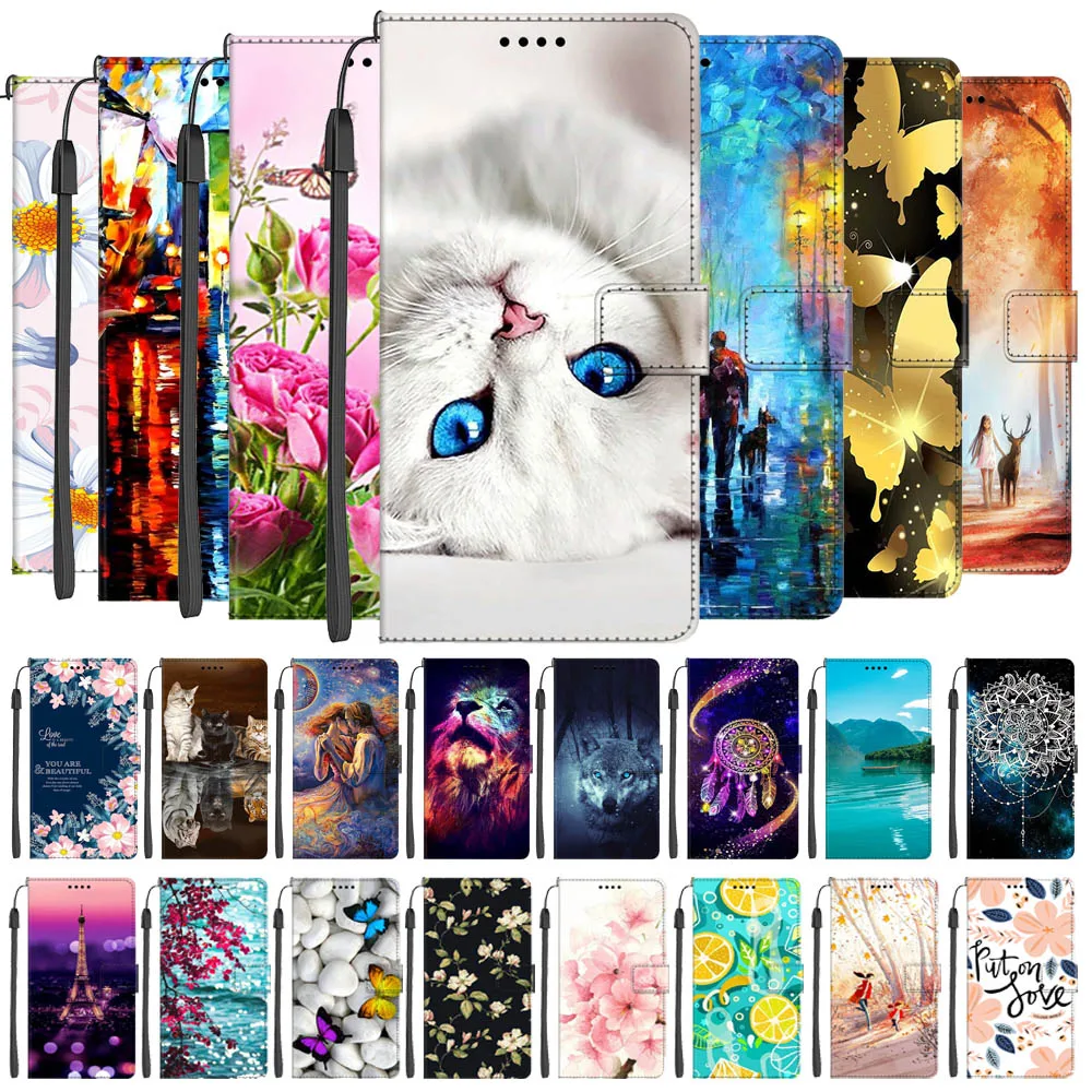 Leather Magnetic Cases For Vivo Y52s T1 Phone Flip Wallet Cover For Vivo Y53s 4G Bags Book Painted Fundas Y02S 4G V2203 Luxury