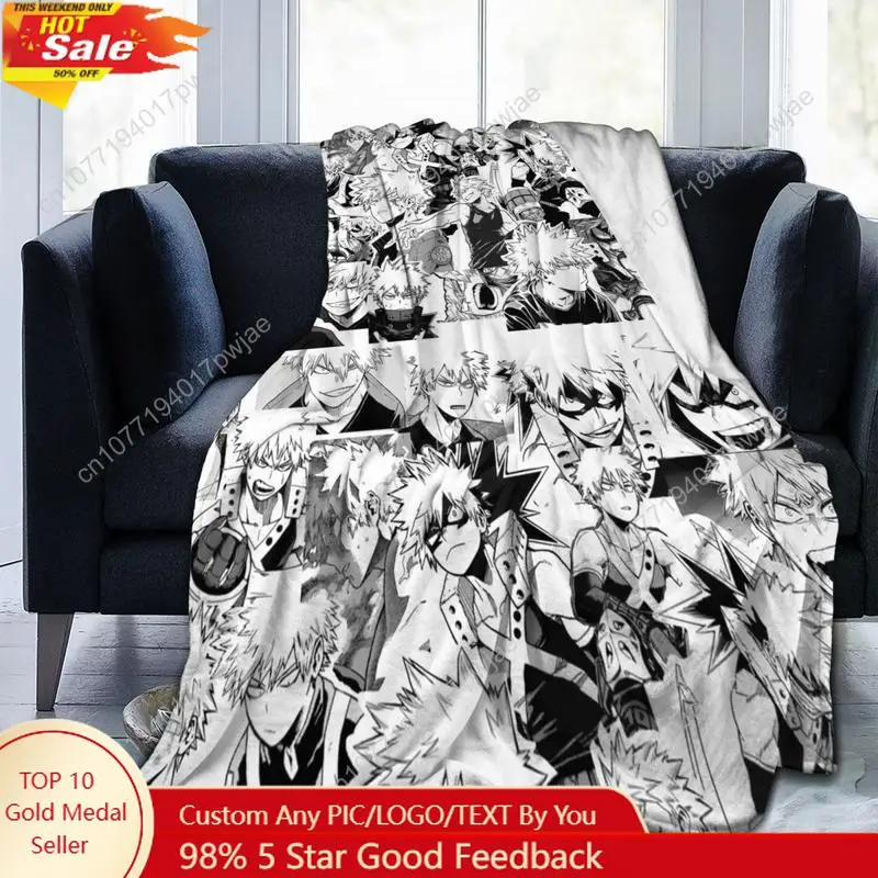 

Katsuki Bakugo Blanket Flannel Decoration My Hero Academia Boku No Hero Academia Portable Throw Blanket for Home Couch Bedspread