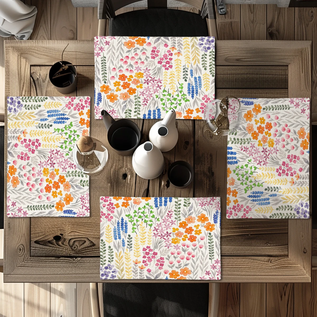 Ocean Themed Polyester Placemats Set of 4 - Decorative Table Mats for Dining Table, Stylish Home & Restaurant Table Decor
