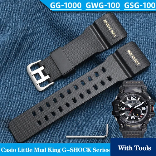 Correa de goma de silicona para reloj Casio Small/Little Mud King G-SHOCK GG-1000 GWG-100 GSG-100, pulsera clásica, correa de reloj deportiva