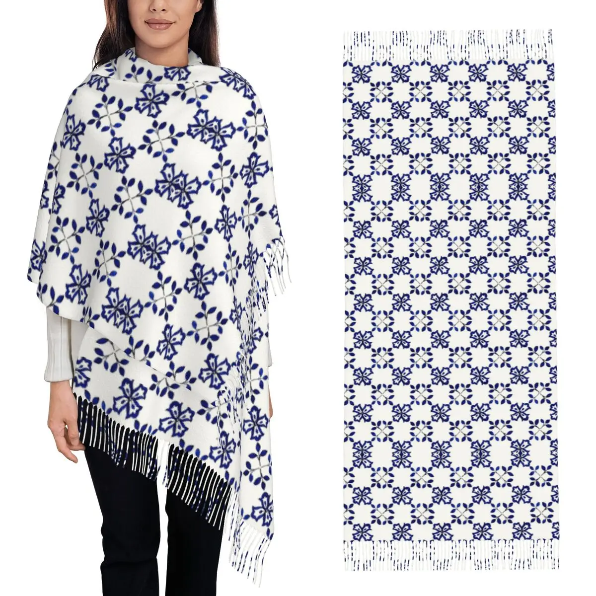 

Azulejo португальская плитка акварельный шарф с кисточками шарфы для женщин мягкие теплые шали и накидки длинная осенне-зимняя шаль накидка