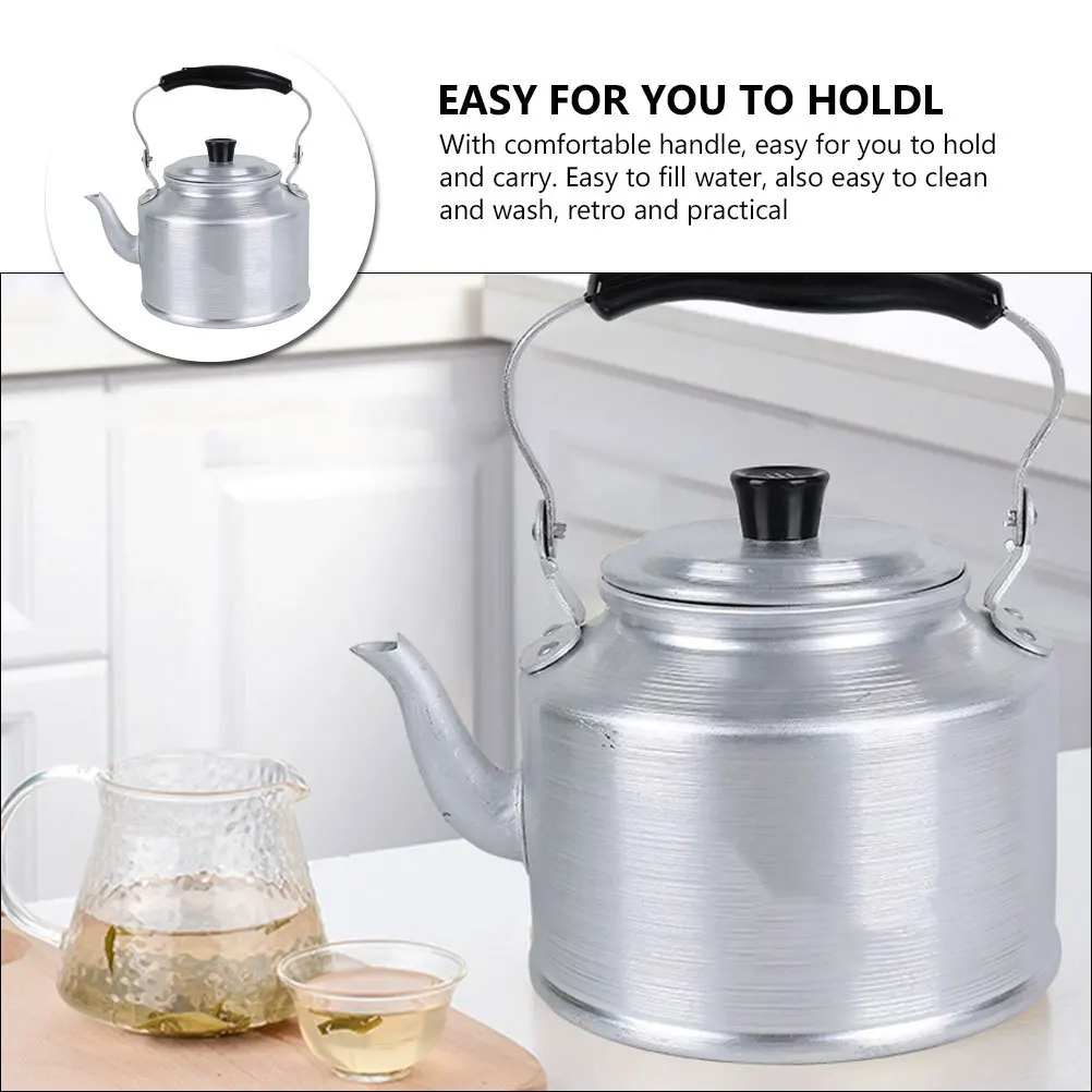 

4L Aluminum Teapot Narrow Spout Reusable Household Tea Kettle For Home Office Camping Travel Portable Metal Water Kettle Kitchen